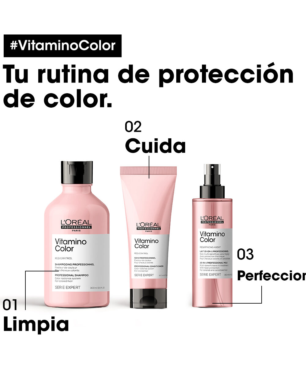Shampoo Acondicionador y Spray térmico de Vitamino Color para cabellos Tinturados
