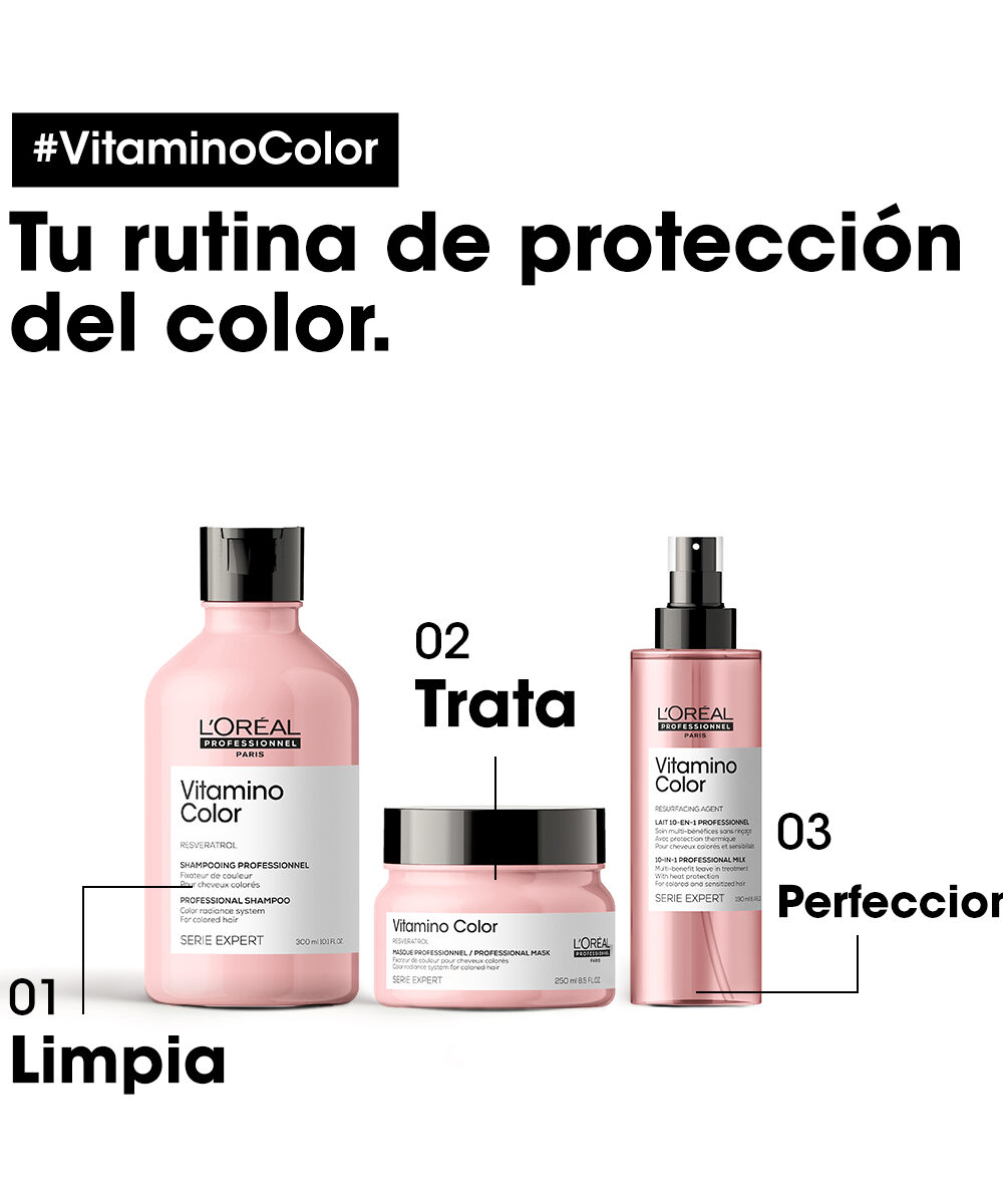 Shampoo mascarilla y termico de Vitamino Color: Kit Vitamino Color de Shampoo, Mascarilla y spray 10 en 1 - Cuidado de color y brillo