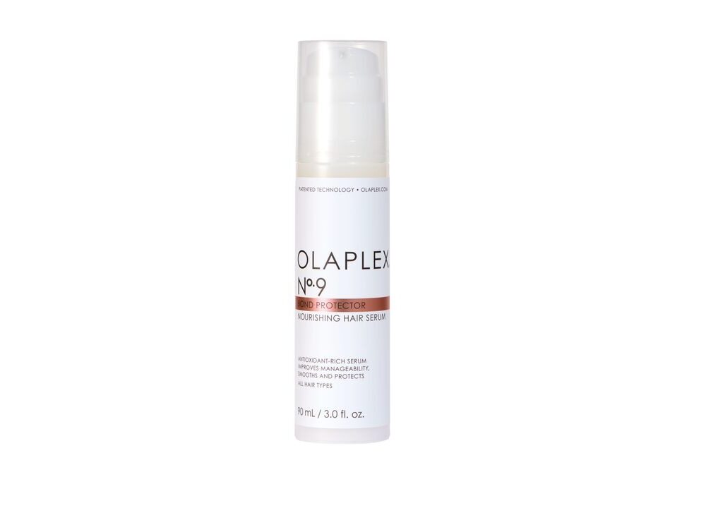 OLAPLEX No.9: Es un suero ligero libre de siliconas que protege el cabello de daños; ofrece memoria de estilo y protección contra contaminantes y calor